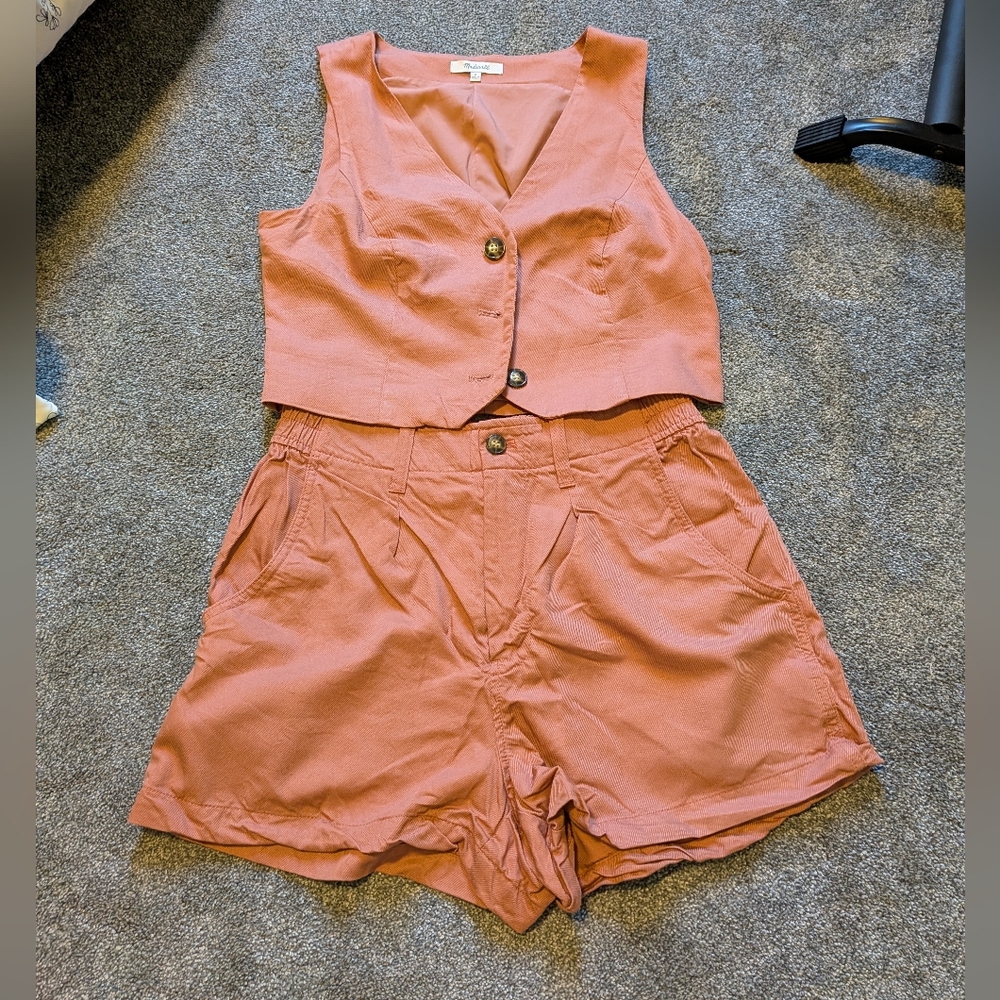 Madewell Katrina Vest & Short Set Size 6 - Picture 3 of 9